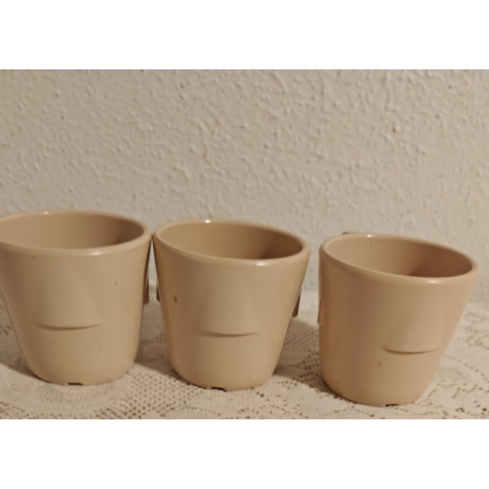 Vintage Diner Melamine Stackable Beige Coffee Cups Mugs Set of 3